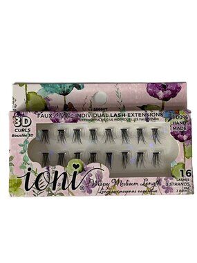 Ioni Individual Lash Extensions Wispy Medium Length 16 Strand 3D Curl